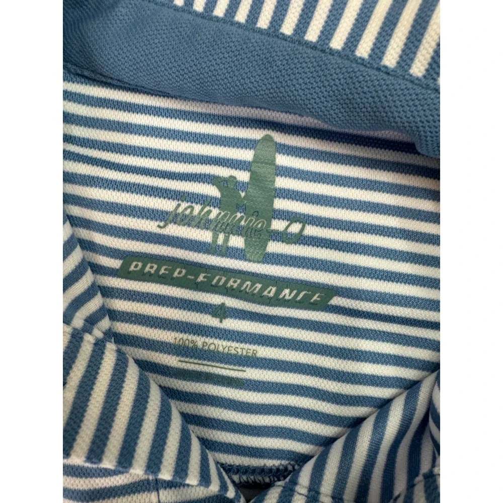 Ralph Lauren Boys Blue Striped Prep Performance‎ Polo Shirt 4 Flaws